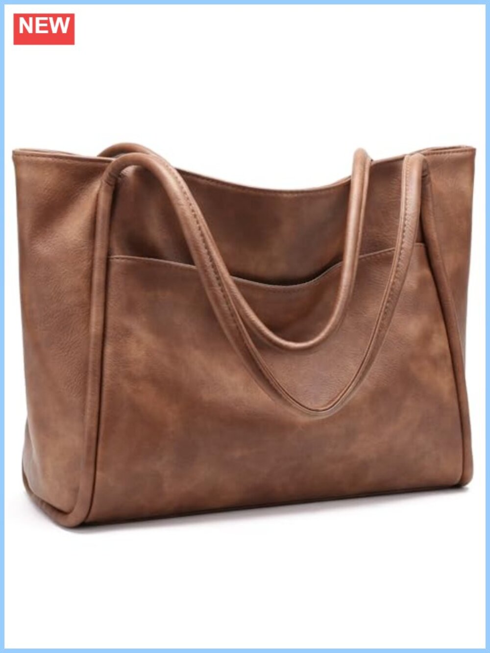 Faux Leather Tote Bag Vegan Leather Zipper Shoulder Bag Travel Purse